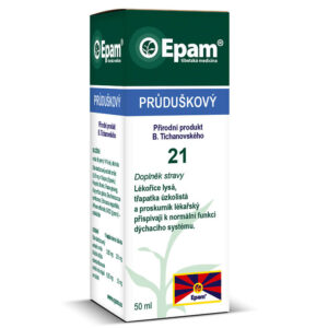 Epam 21 – Průduškový Epam 21 Průduškový, 50 ml, bylinná tinktura pro normální funkci dýchacích cest a průdušek.