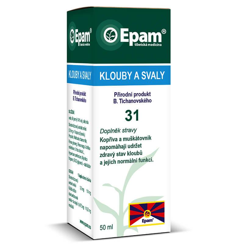 Epam 31 – Na klouby a svaly Epam 31 Tkáňový, 50 ml, tinktura pro podporu pohybového aparátu, kloubů, svalů a regeneraci tkání.