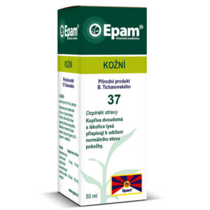 Epam 37 – Pokožka (Kosmetický) Lahvička Epam 37, 50 ml, přírodní kapky pro udržení normálního stavu pokožky a hojení.