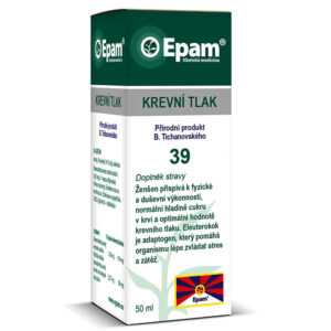 Epam 39 – Krevní tlak Epam 39 Krevní tlak, 50 ml, bylinné kapky se ženšenem pro normalizaci krevního tlaku a podporu vitality.
