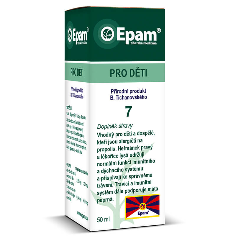 Epam 7 – Univerzální Lahvička bylinných kapek Epam 7 Univerzální, 50 ml, pro podporu imunity a trávení (bez propolisu).