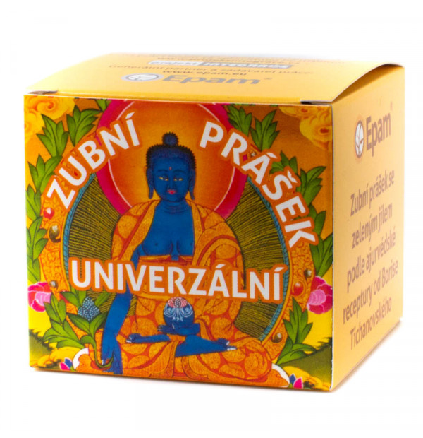 Zubní prášek EPAM od B. Tichanovského Univerzální Zubní prášek EPAM Univerzální pro každodenní péči, odstranění plaku a ochranu proti kazivosti zubů. Balení 30 g.