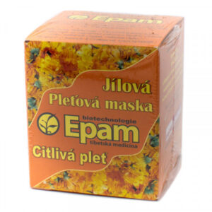Pro citlivou pleť – pleťová jílová maska Epam 110 g Balení produktu Pro citlivou pleť – pleťová jílová maska Epam 110 g, která ochraňuje pleť, je vhodná na akné a snižuje pocení.