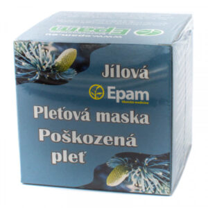 Pro poškozenou pleť – pleťová jílová maska Epam 110 g Balení produktu Pro poškozenou pleť – pleťová jílová maska Epam 110 g, vhodná na problematickou pleť, kterou prokrvuje, čistí a regeneruje.