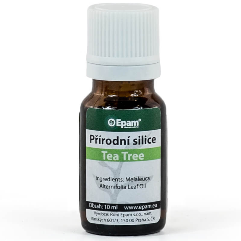 Tea tree oil Lahvička 100% přírodní silice Tea tree oil Epam, 10 ml, silné antiseptické účinky na kůži, akné a drobné ranky.
