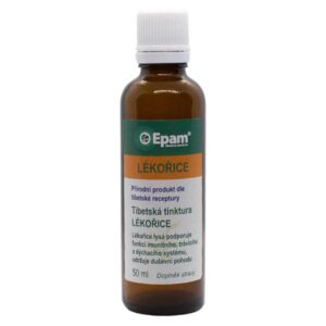 Lékořice lysá – tinktura Epam Balení produktu Lékořice lysá – tinktura Epam, 50 ml, pro optimální funkci imunitního a dýchacího systému a pro duševní pohodu.