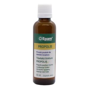 Propolis – tinktura Epam Balení produktu Propolis – tinktura Epam, 50 ml, pro imunitní systém, normální funkci dýchacího systému a zdravý stav kůže.